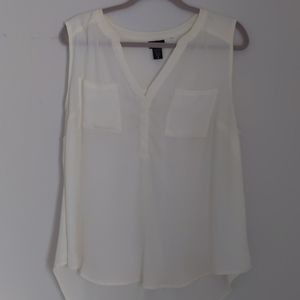 Torrid Ivory Sleeveless V-neck Tunic Chiffon Top Size 0